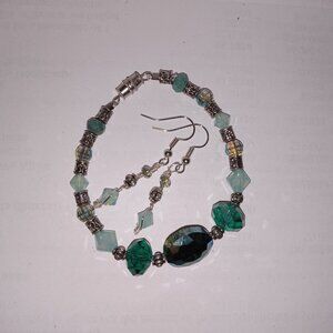 blue crystal bracelet earring set